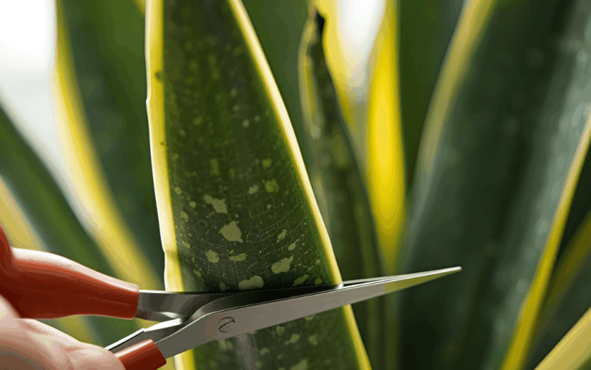 サンスベリアの「剪定」-枯れ葉と伸びすぎた葉の切り方